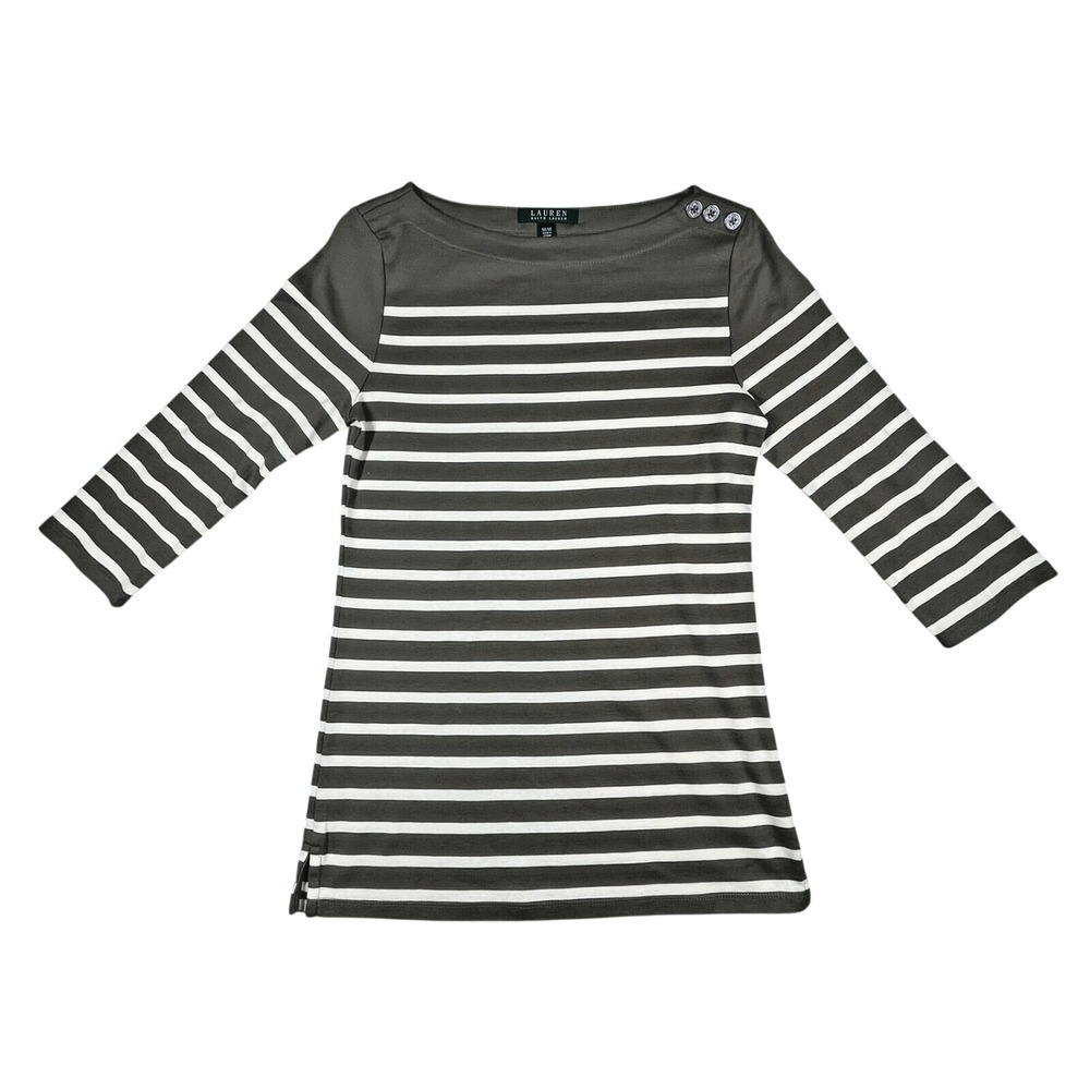 Lauren Ralph Lauren Striped Nautical Sailor Sweater Women's M Green White Preppy